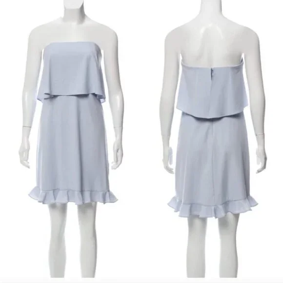 H BY HALSTON | Overlay Layered Dress strapless baby blue sz 2 - Picture 2 of 8